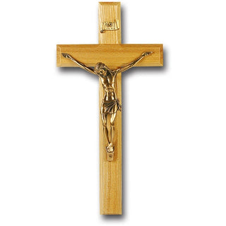 12" Oak Cross With Museum Gold Corpus