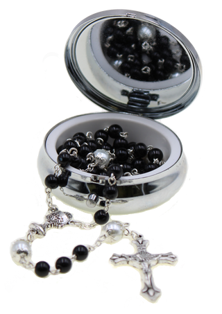 Medal Communion Case; black with black rosary