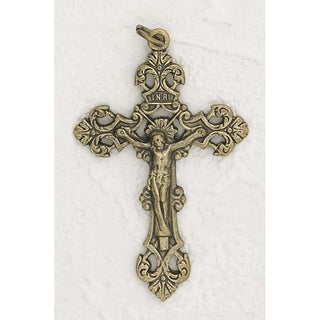 Bulk Brass Tone Deluxe Fleur di Lis Cross