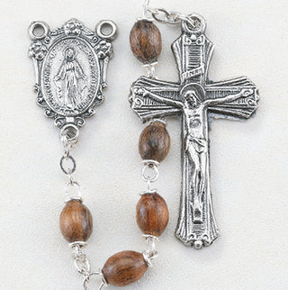Oval Walnut Bead Rosary