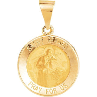 14K Yellow 15 mm Round Hollow Saint Gerard Medal
