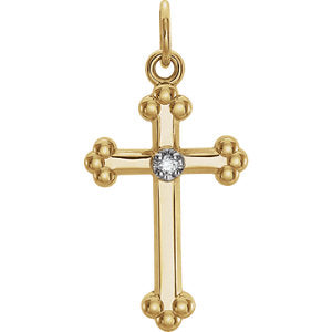 14K Gold & White .01 CTW Diamond Cross Pendant