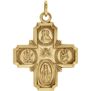 14K Yellow Gold 4-Way Cross Medal at Catholic Shop