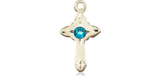 14kt Gold Filled Cross Pendant with a 3mm Zircon Swarovski stone on an 18-inch Gold Filled Light Curb Chain