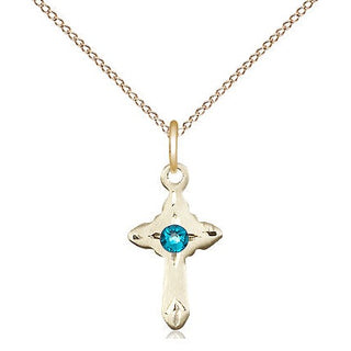 14kt Gold Filled Cross Pendant with 3mm Zircon Swarovski Necklace