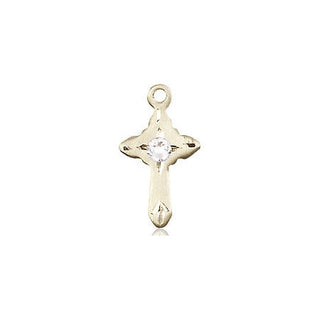 14kt Gold Filled Cross Pendant with a 3mm Crystal Swarovski stone on an 18-inch Gold Filled Light Curb Chain