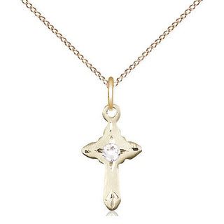14kt Gold Filled Cross Pendant with 3mm Crystal Swarovski Necklace