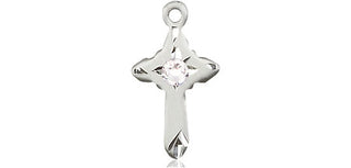 Sterling Silver Cross Pendant with a 3mm Crystal Swarovski stone on an 18-inch Sterling Silver Light Curb Chain