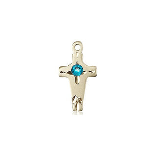 14kt Gold Filled Cross Pendant with a 3mm Zircon Swarovski stone on an 18-inch Gold Filled Light Curb Chain