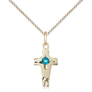 14kt Gold Filled Cross Pendant with 3mm Zircon Swarovski Necklace