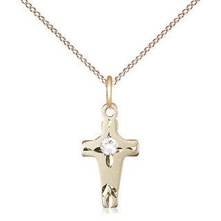 14kt Gold Filled Cross Pendant with 3mm Crystal Swarovski Necklace