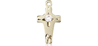 14kt Gold Cross Medal with a 3mm Crystal Swarovski stone