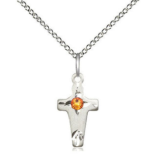 Sterling Silver Cross Pendant with 3mm Topaz Swarovski stone Necklace