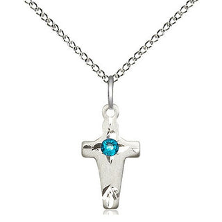 Sterling Silver Cross Pendant with 3mm Zircon Swarovski stone Necklace