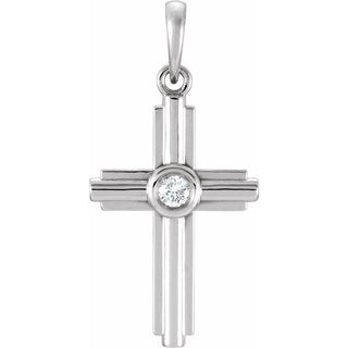 Sterling Silver .06 CT Natural Diamond Cross Pendant