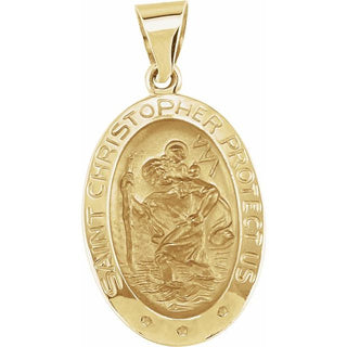 14K Yellow 19x13.5 mm Oval Hollow Saint Christopher Medal