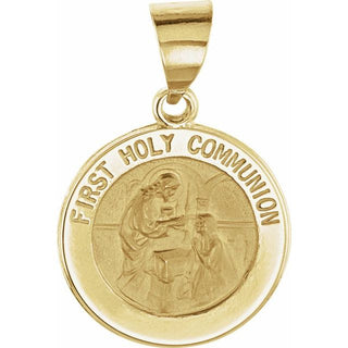 14K Yellow 15 mm Round Hollow First Communion Medal