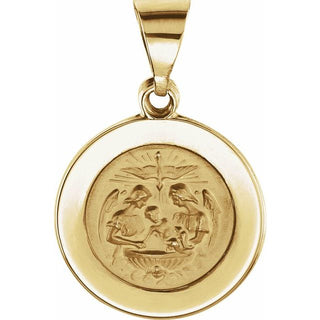 14K Yellow 14.75 mm Round Hollow Baptismal Medal