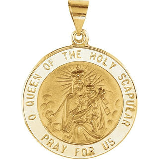 14K Yellow 22x22 mm Round Hollow Scapular Medal 