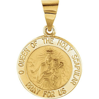14K Yellow 15x15 mm Round Hollow Scapular Medal 