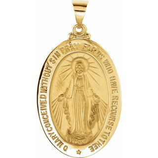 14K Yellow 29x20 mm Oval Hollow Miraculous Medal
