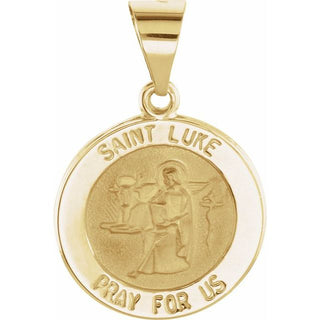 14K Yellow 15 mm Round Hollow Saint Luke Medal