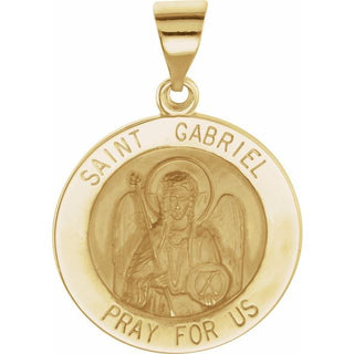 14K Yellow 18 mm Round Hollow Saint Gabriel Medal