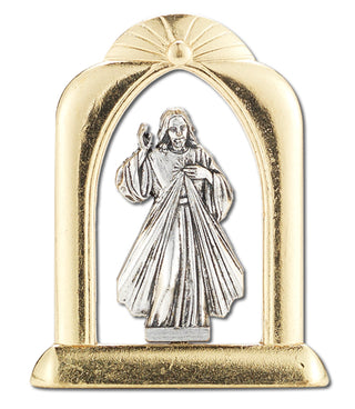 10-Pack - Divine Mercy 1.5" Arched Gold And Silver Standing Plaque