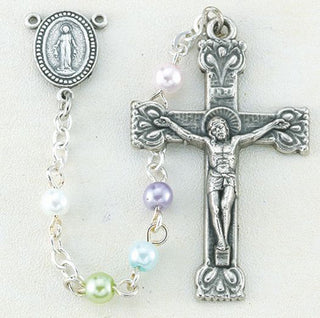 4MM Multi Colored Faux Pearl Bead Rosary