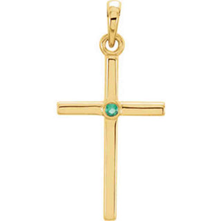 14K Gold Emerald Cross 22.8x11.3 MM Pendant