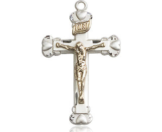 Two-Tone GF/SS Crucifix Medal Catholic Jewelry