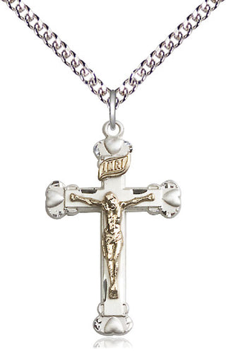 Two-Tone GF/SS Crucifix Medal Catholic Jewelry