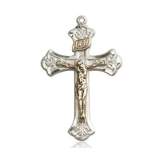 Two-Tone GF/SS Crucifix Medal Catholic Jewelry