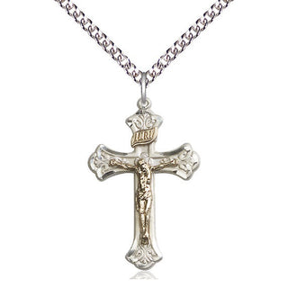 Two-Tone GF/SS Crucifix Medal Catholic Jewelry