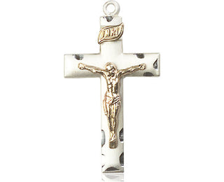 Two-Tone GF/SS Crucifix Medal Catholic Jewelry