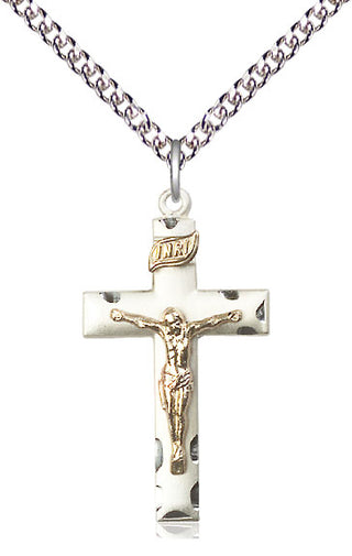 Two-Tone GF/SS Crucifix Medal Catholic Jewelry