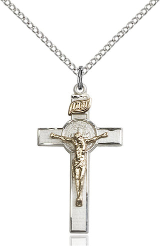 Two-Tone GF/SS St. Benedict Crucifix Pendant