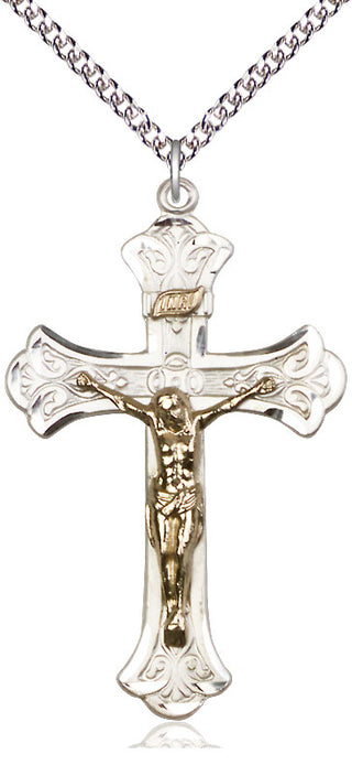 Two-Tone GF/SS Crucifix Medal Catholic Jewelry