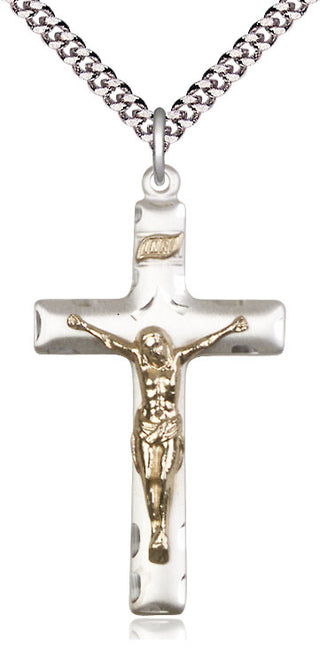 Two-Tone GF/SS Crucifix Medal Catholic Jewelry