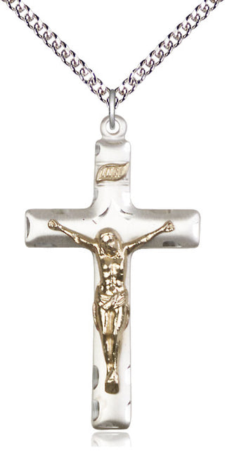 Two-Tone GF/SS Crucifix Medal Catholic Jewelry