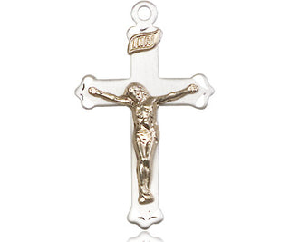 Two-Tone GF/SS Crucifix Medal Catholic Jewelry