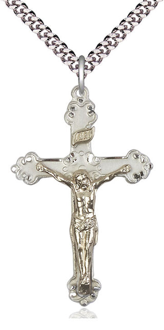 Two-Tone GF/SS Crucifix Medal Catholic Jewelry