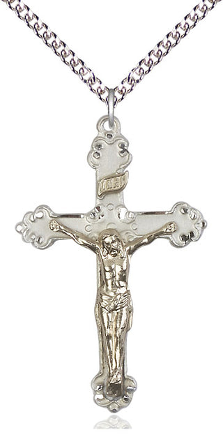 Two-Tone GF/SS Crucifix Medal Catholic Jewelry