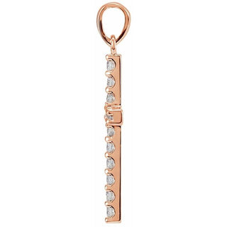 14K Rose 1/8 CTW Natural Diamond Cross Pendant
