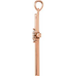 14K Rose 1/10 CTW Natural  Diamond Cross Pendant
