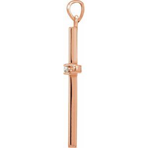 14K Rose .03 CT Natural Diamond Cross Pendant
