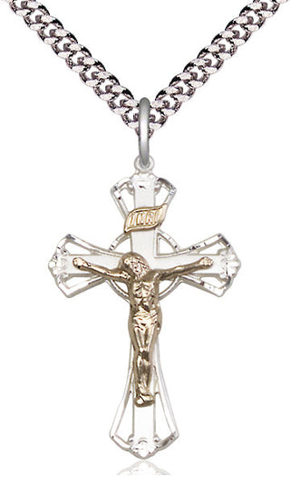 Two-Tone GF/SS Crucifix Medal Catholic Jewelry