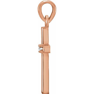 14K Rose .01 CT Natural Diamond Cross Pendant