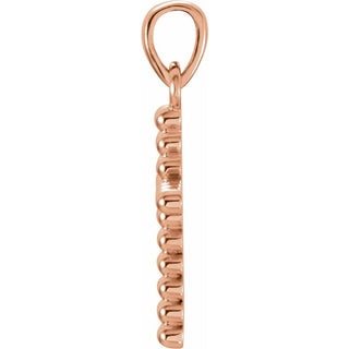 14K Rose Beaded Cross Pendant