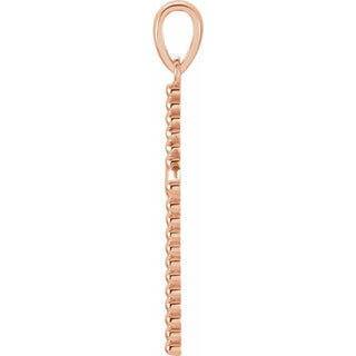 14K Rose Beaded Cross Pendant